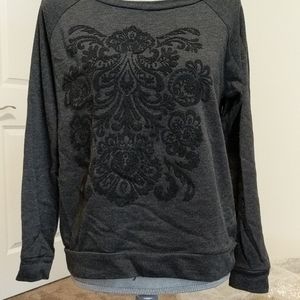 Loft Dark Heathered Grey Beaded Sweatshirt